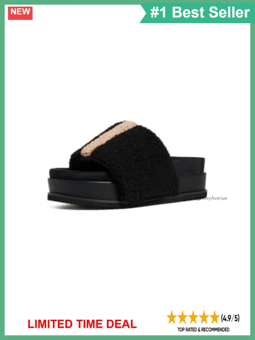 Faux Fur Fuzzy Stripe Stacked Sandals Slip On Slingback Open Toe Casual